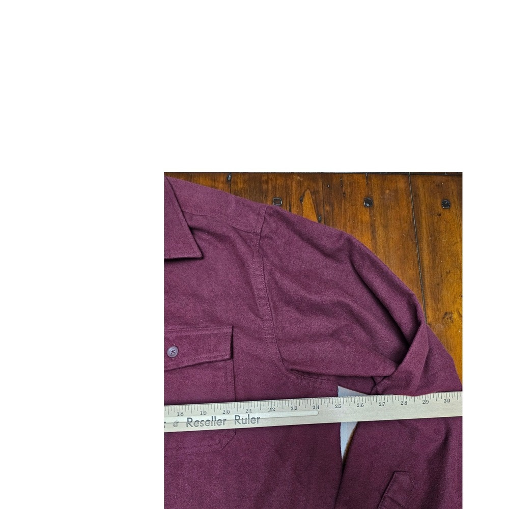 L.L. Bean Chamois Cloth Shirt Mens XL Regular Fit Burgundy Button Up Flannel - Picture 5 of 7